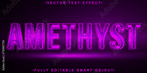 Shiny Gems Purple Amethyst Vector Fully Editable Smart Object Text Effect photo