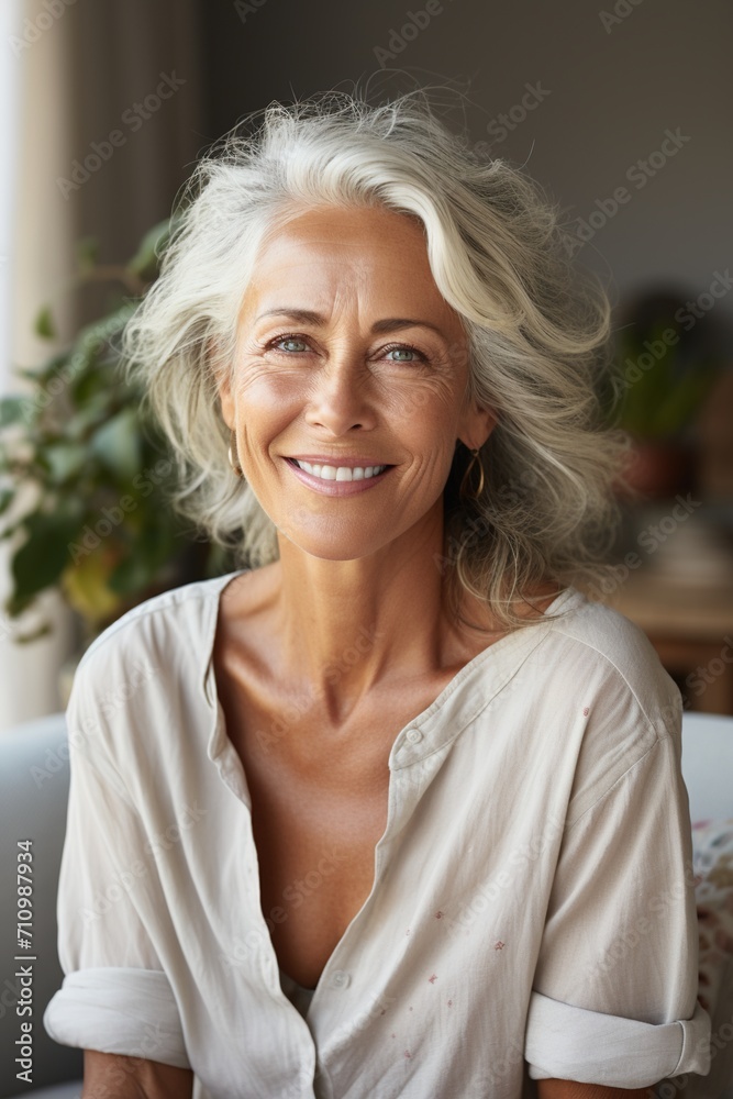 Portrait of a smiling mature woman with gray hair Portrait of a smiling mature woman with gray hair