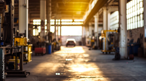car service center auto repair workshop blurred panoramic background. Generative Ai photo