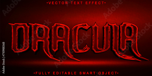 Red Horror Vampire Dracula Vector Fully Editable Smart Object Text Effect