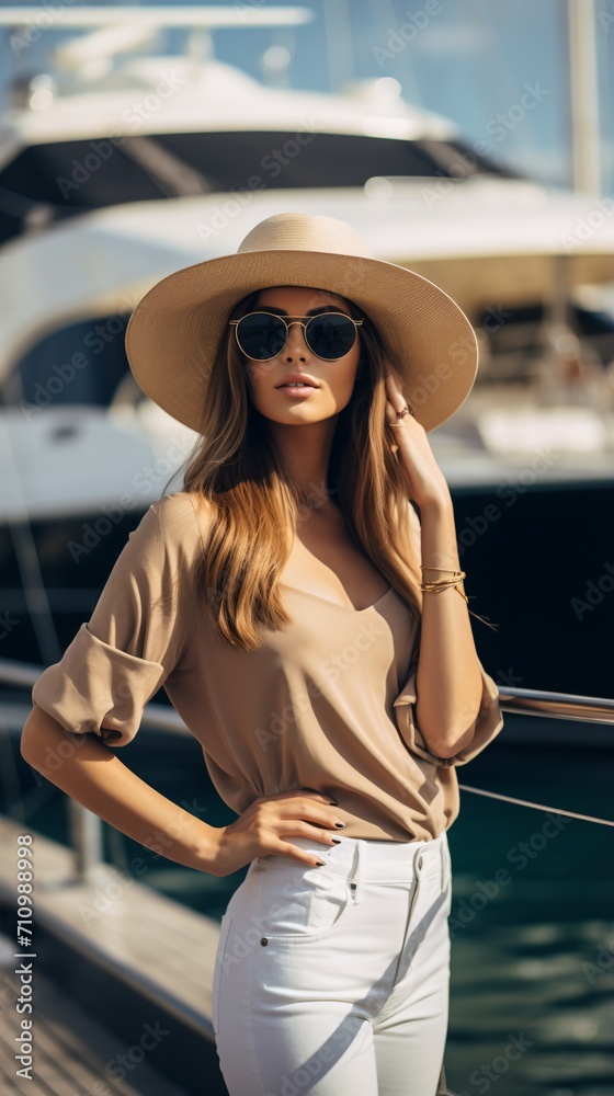 Alluring woman in a stylish summer outfit