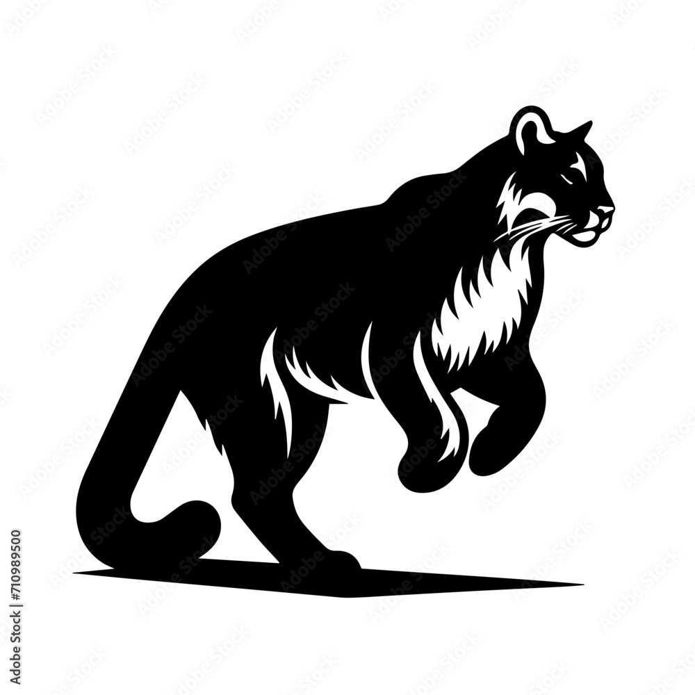 Mountain Lion standing up on back feet Vector Logo Art