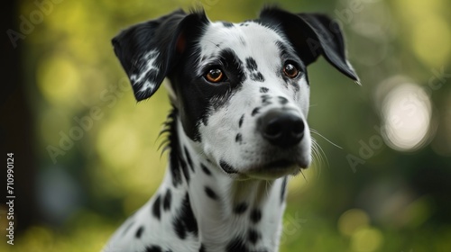 Generative AI image of portrait of a black and white dog