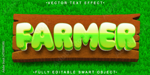 Cartoon Farmer Vector Fully Editable Smart Object Text Effect
