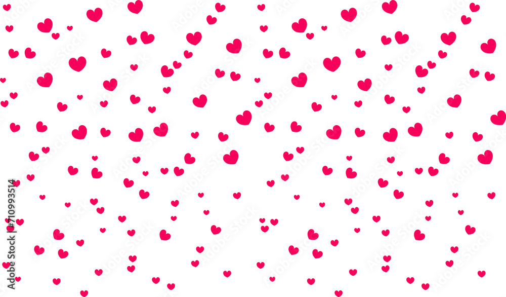 Pink Hearts Falling. Valentine’s day Background.