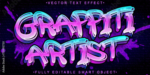 Colorful Graffiti Artist Vector Fully Editable Smart Object Text Effect photo