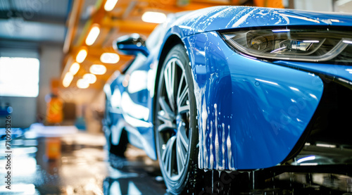 Carwash detailing, polishing and cleaning in automotive service maintenance station © Eliya