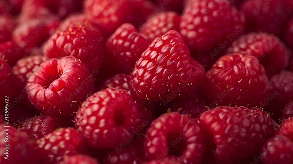 Top view of close up fresh organic raspberries Top view of close up fresh organic raspberries