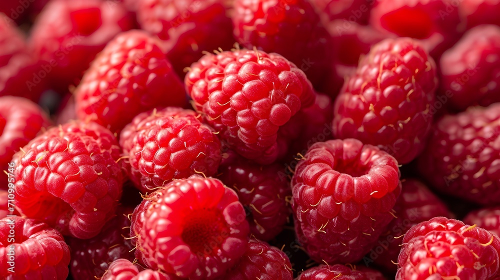 Top view of close up fresh organic raspberries Top view of close up fresh organic raspberries