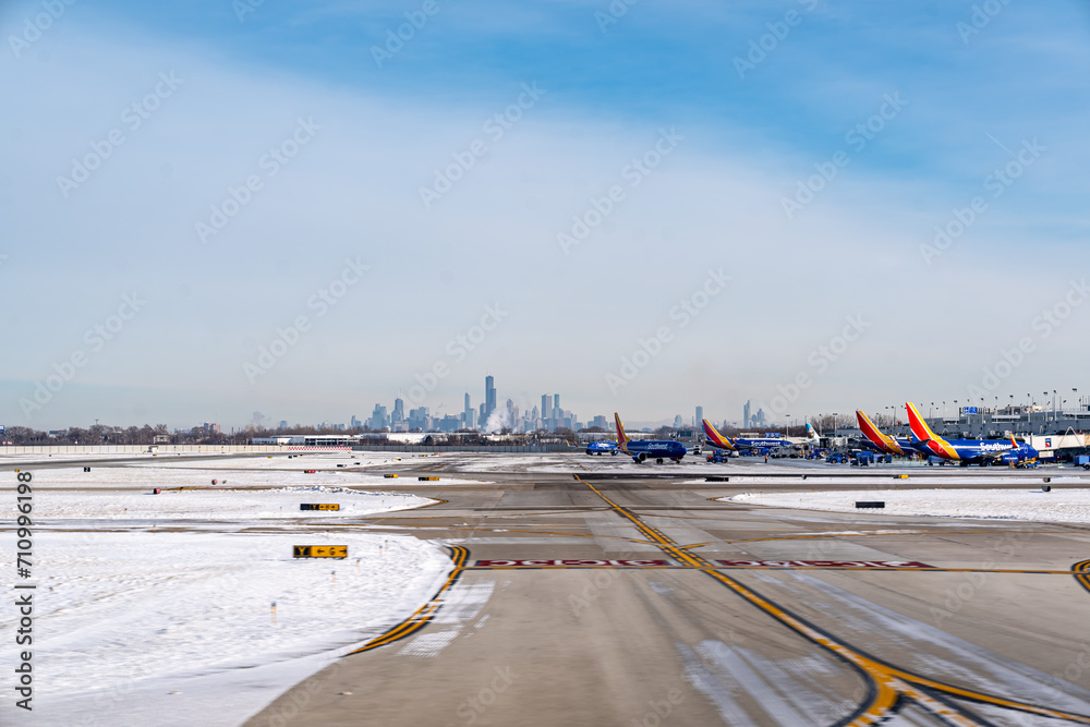 Downtown Chicago as Seen from Midway International Airport in Winter