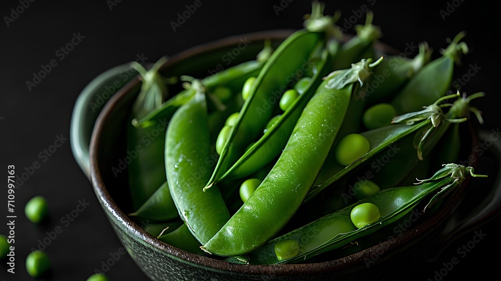 Green Peas on a dark background Green Peas on a dark background