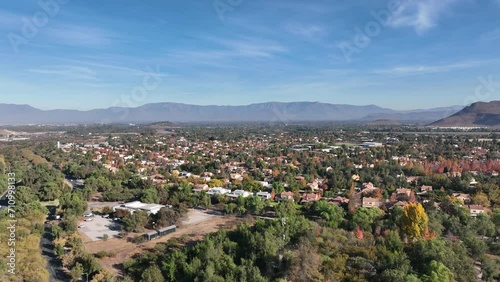 aerial drone shot of Laguna Piedra Roja located in Chicureo, Santiago de Chile photo