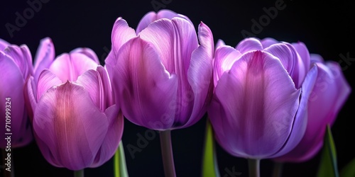 A beautiful arrangement of purple tulips in a vase. Perfect for home decor or floral-themed designs #710999324