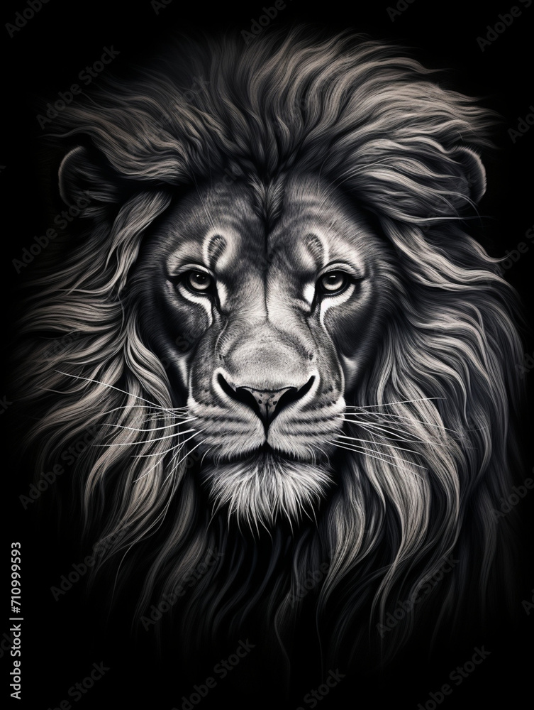 T-shirt design, a realistic graphite pencil sketch of a lion's head, in the style of hyperrealism, intricate detailing of the lion's fur and expressive eyes created with Generative Ai T-shirt design, a realistic graphite pencil sketch of a lion's head, in the style of hyperrealism, intricate detailing of the lion's fur and expressive eyes created with Generative Ai