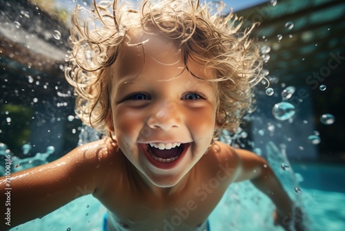 Ecstatic Youngster Having Fun in the Swimming Pool © duyina1990