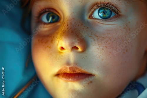 A close-up view of a child's face with adorable freckles. Perfect for children's books or articles about diversity and natural beauty © Fotograf