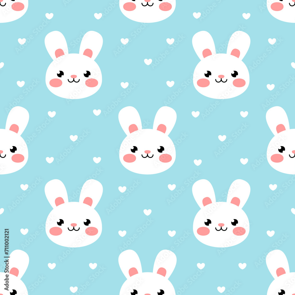 Bunny seamless pattern. Vector Easter bunny blue pattern set. Bunny seamless pattern. Vector Easter bunny blue pattern set.