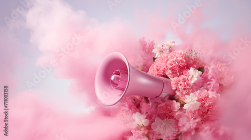 megaphone with colorful flowers