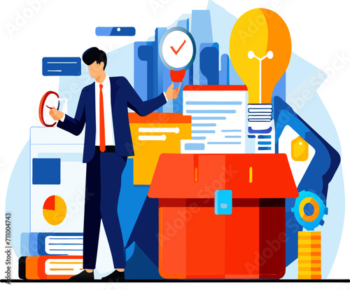 A person with a marketing toolbox vektor illustation