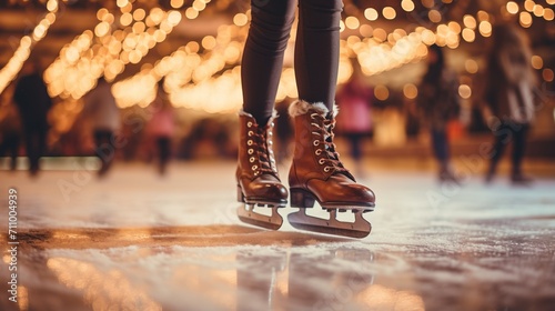 ice skating at night in the city