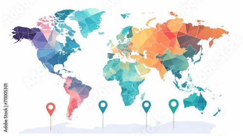 Vector world map with pointers