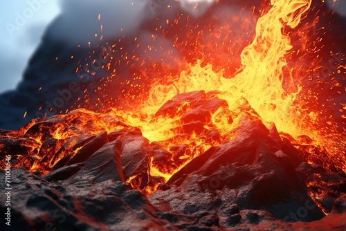 Lava spewing out of a volcano