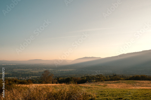 Vue sur le pays de Gex depuis le mont Mourex, Ain ,France