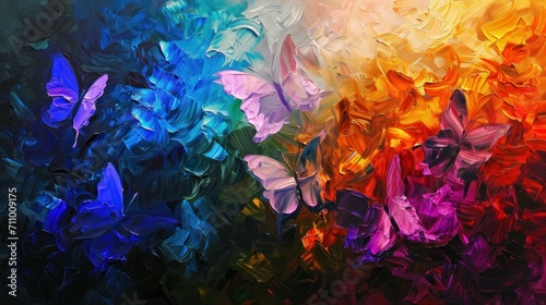 Wallpaper Mural Abstract oil painting that captures the essence of butterflies. Vibrant colors and ethereal forms. Torontodigital.ca