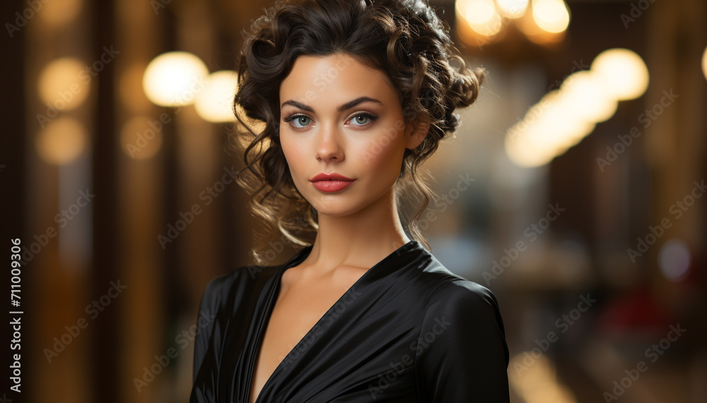 Young woman exudes elegance and confidence outdoors generated by AI Young woman exudes elegance and confidence outdoors generated by AI