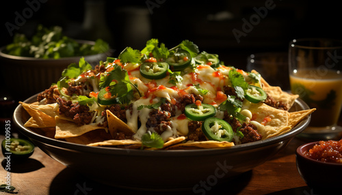 Freshness and flavor in a gourmet guacamole salad meal generated by AI