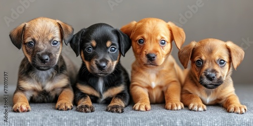 Adorable puppies in a row