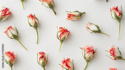 the beauty of blooming buds on a white backdrop, an elegant template for text or design. Ideal for Valentine's, Mother's Day, weddings, and celebrations.