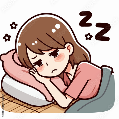 Vector sleepy tired yawning woman cartoon illustration