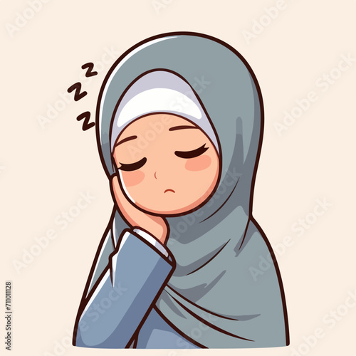 Vector sleepy tired yawning woman cartoon illustration