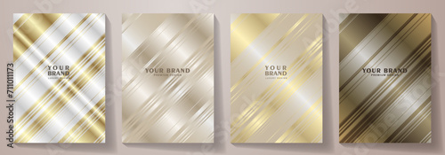 Elegant cover design set. Gold and silver modern luxury vector art background. Premium fashionable template for cover design, invitation, flyer, wedding card, note book, menu design.