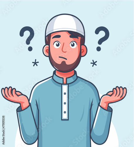 Vector illustration of a young man with a confused expression