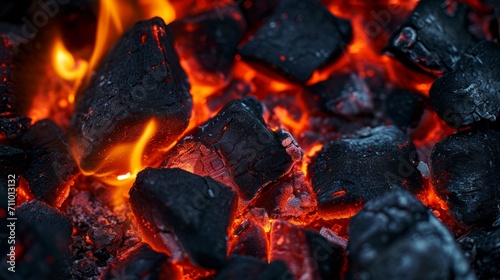 Close-up of Burning Coal in a Fire
