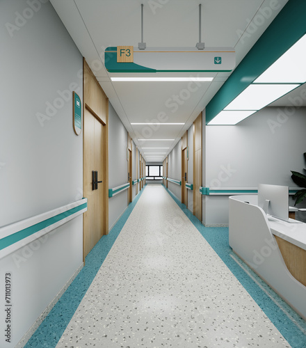 modern hospital reception and corridor