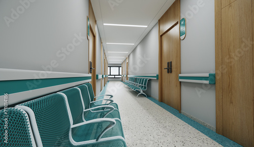 modern hospital reception and corridor