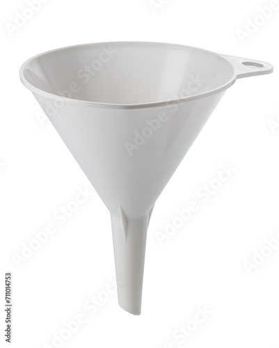 White plastic funnel isolated photo