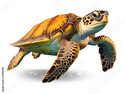 Sea turtle. Cut out on transparent