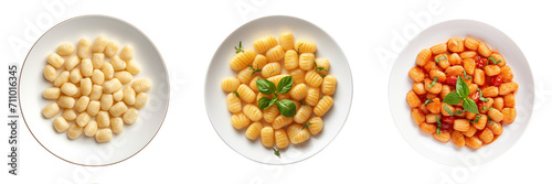 Set of gnocchi top view isolated on a transparent background photo