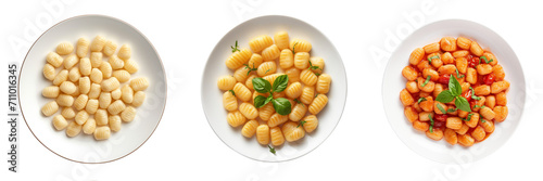 Set of gnocchi top view isolated on a transparent background