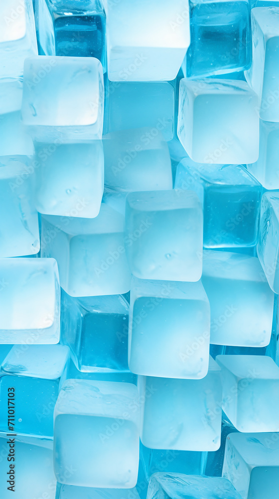 Blue ice cubes background close up Blue ice cubes background close up