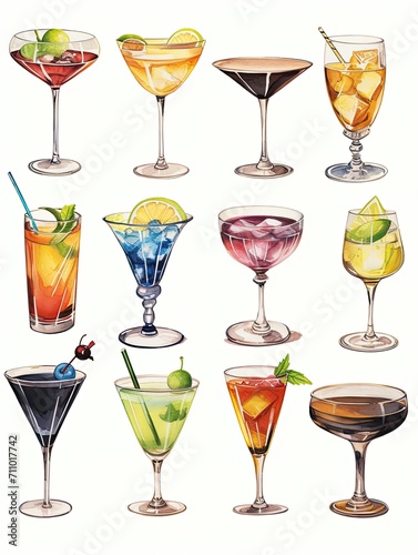 Mixology Wall Prints: Illustrated Classic Cocktails for Craft Odes to Mixology