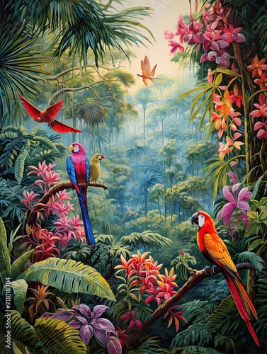 Exotic Tropical Birds: Majestic Rainforest Wall Art