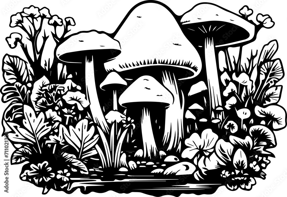Humongous Forest of Mushrooms - SVG - All Black Humongous Forest of Mushrooms - SVG - All Black
