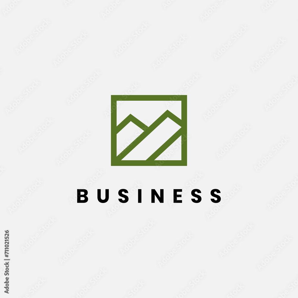 Vector mountain square monoline logo icon illustration Vector mountain square monoline logo icon illustration