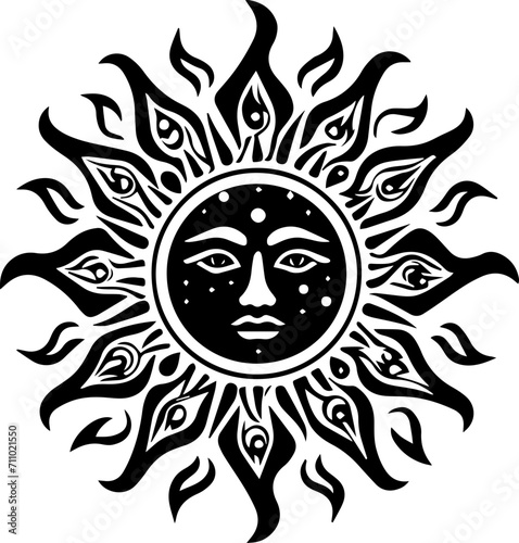 A Black Sun with a Stoic Face Icon