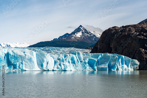 Grey glacier by Grey lake, Torres del Paine national park, Patagonia, Chile.